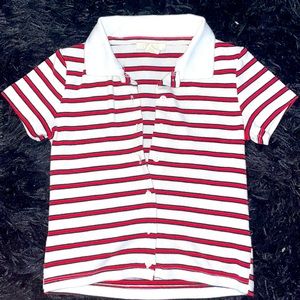 Red and white striped button up crop top from forever 21